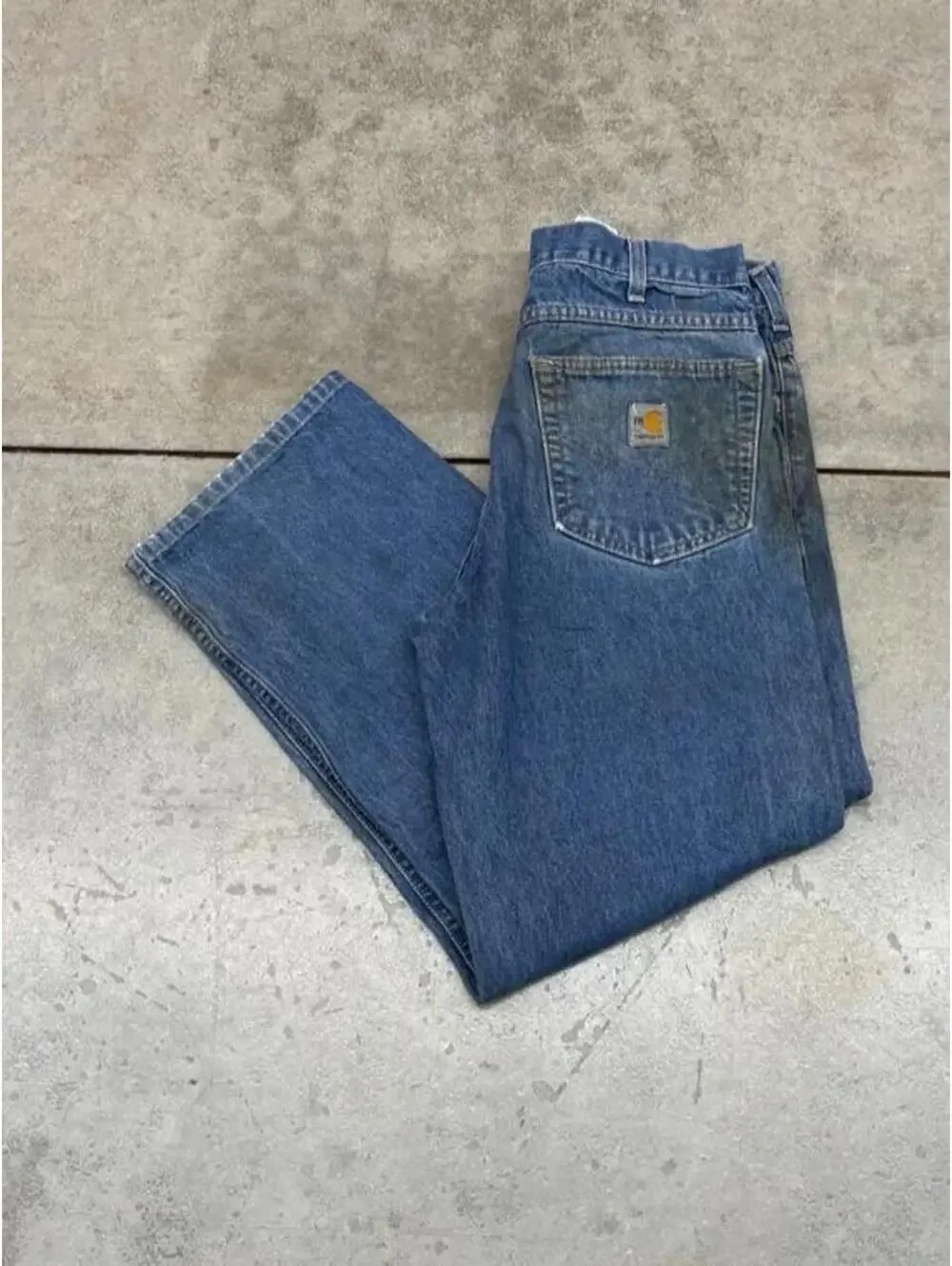 vintage carhartt faded blue relaxed baggy fit carpenter jeans size 31 x 30